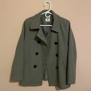Old Navy Grey Double Breasted Wool Coat
